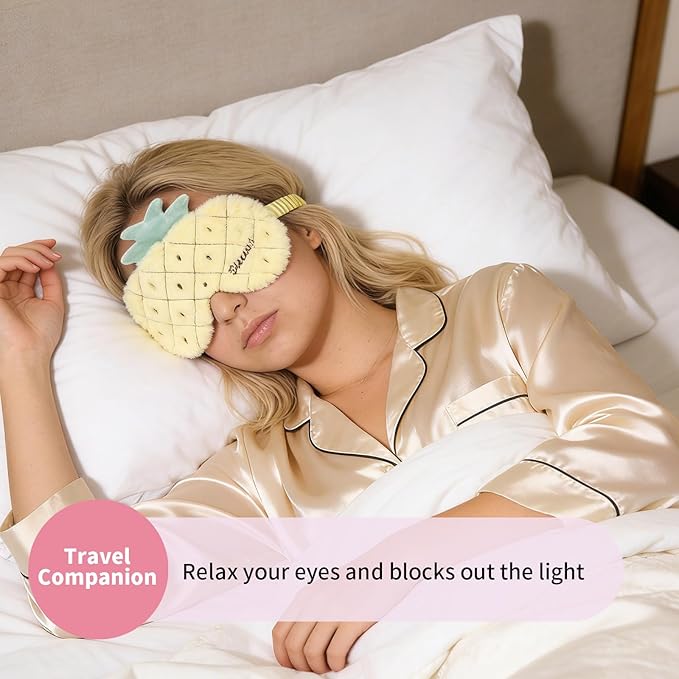 PERFECTSIGHT Sleep Eye Masks, Cute Fruit Sleep Eye Cover Lightweight Adjustable Eyeshade Mask Cover for Women Men Sleep Travel Nap, Strawberry Pineapple