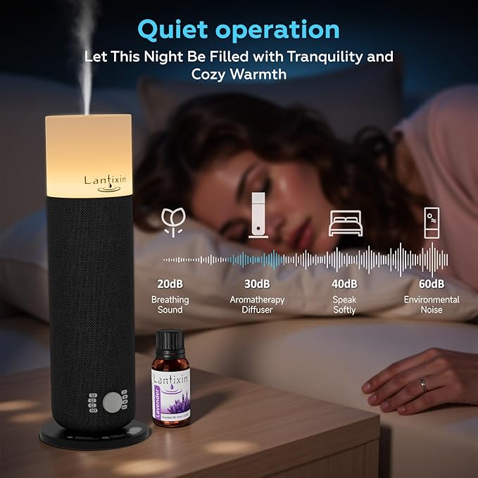 Lantixin Waterless Essential Oil Diffuser,Smart Scent Diffuser with Nightlight,Cold Air Scent Diffuser Oil Machine for Home Large Room,120ml Aromatherapy Diffuser Plug-in for 1000 Sq Ft