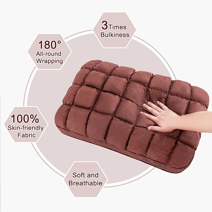 YOUR MOON Fluffy Support Bed Pillow King Size, Super Soft Premium Down Alternative Filling for Sleeping, Hotel Luxury Bed Pillows for Side and Back Sleepers (Brown)