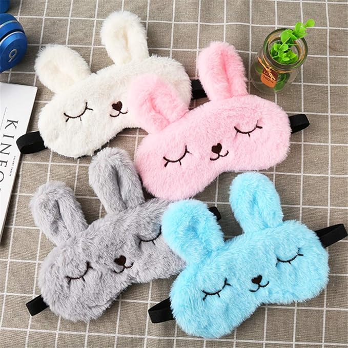 Cute Animal Sleeping Mask Soft Plush Blindfold Cute Rabbit Panda Koala Eye Cover Eyeshade for Kids Teens Girls Women (Pink)