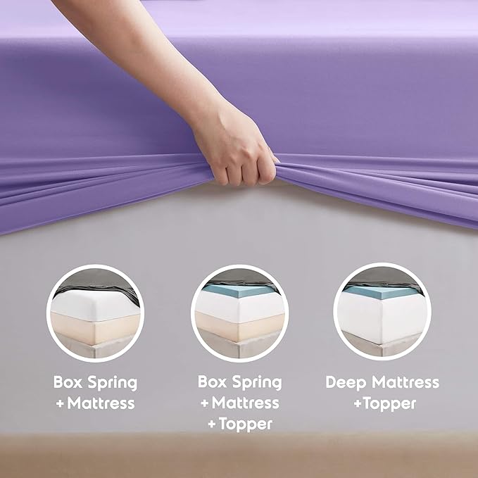 Nestl Extra Deep Cal King Sheet Set - 6 Piece Breathable & Cooling Sheets - Hotel Luxury Bedding Set w/18-24 Inch Deep Pockets - Easy & Secure Fit - Super Soft, Wrinkle Free & Comfy - Lavender