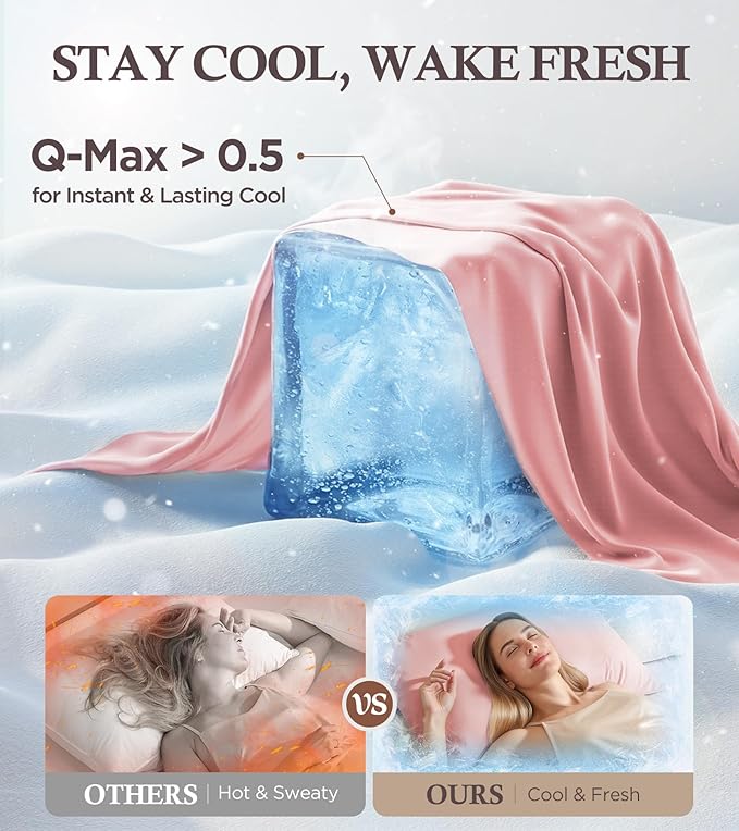 Instant Chill Cooling Pillowcase for Hot Sleepers, 2% HA Infused Pillowcase Hydrates Skin & Hair, Reduces Wrinkles & Frizz, Softer Than Silk Pillow Cases, Pillow Covers King (Coral Pink, 1 Pack)