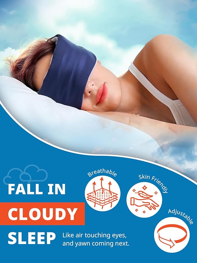SARISUN Sleep Mask, Eye Mask for Sleeping, Upgrade Ultra-Soft Blackout Eye Cover for Women Men, Wider Adjustable Strap for Side Sleeper, Travel, Nap, Yoga, Relief Eye, Blue
