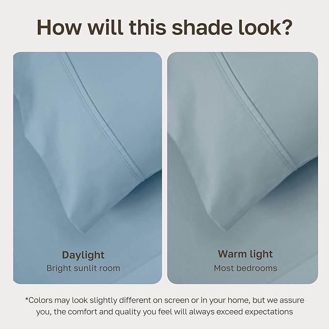 California Design Den Soft 100% Cotton Bed Sheets Split King Set, 400 Thread Count Good Housekeeping Award Winner, Silky Smooth Sateen, Deep Pockets, Durable Split King Bed Sheet Set - Sky Blue