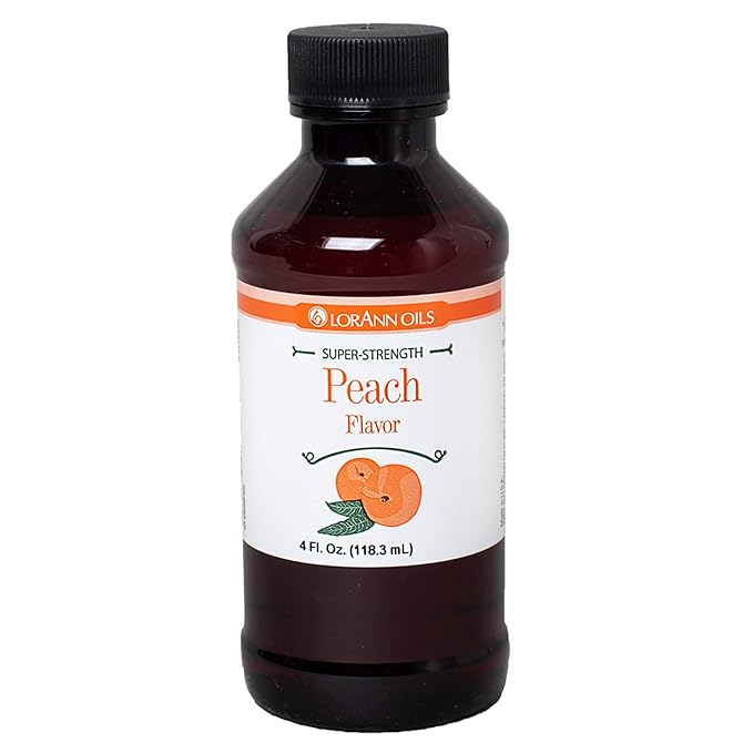 LorAnn Oils Super Strength Flavoring - Used For Candy Making, Flavoring Extracts, Baking, Hard Candy, and Flavor Oils - Bold, Natural Flavors 4X Stronger Than Extracts - Peach, 4 fl oz