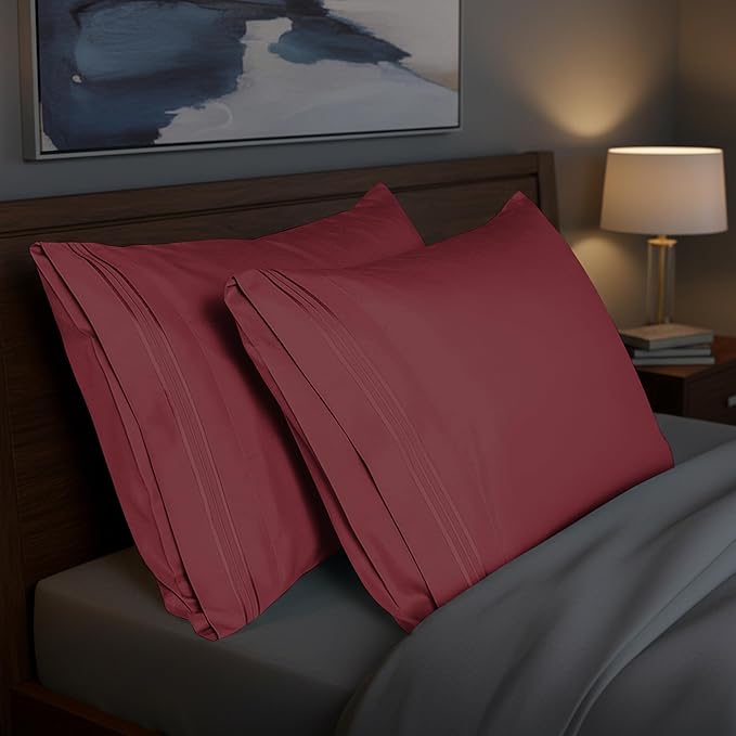 Elegant Comfort Premium Hotel Quality Pillowcase Set, Luxury & Softest 1500 Thread Count Egyptian Quality Bedding Pillowcases, Wrinkle and Fade Resistant, 2-Piece