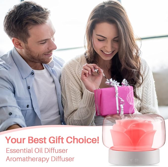 Essential Oil Diffuser Humidifier 2-in-1 Cool Mist Aromatherapy Diffuser with 7 Colors Night Lights Waterless Auto-Off Humidifier for Home Bedroom Office Yoga (White)