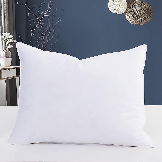 Goose Down Feather Pillows Bedding Hotel Pair Pillows 100% Cotton Cover Set of Two Queen Size 20x30inch White Color