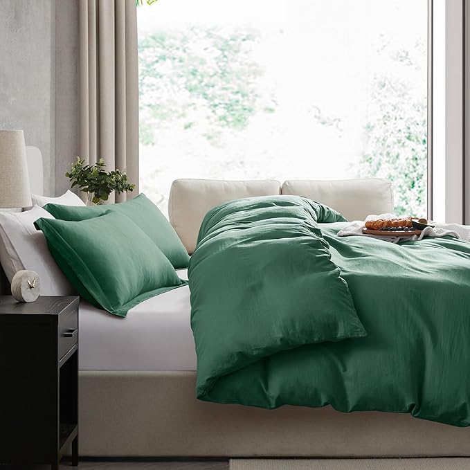 Nestl Dark Green California King Duvet Cover Sets - Soft Double Brushed Cal King Duvet Cover, 3 Piece, with Zipper Closure, 1 Duvet Cover 104x98 inches and 2 Pillow Shams