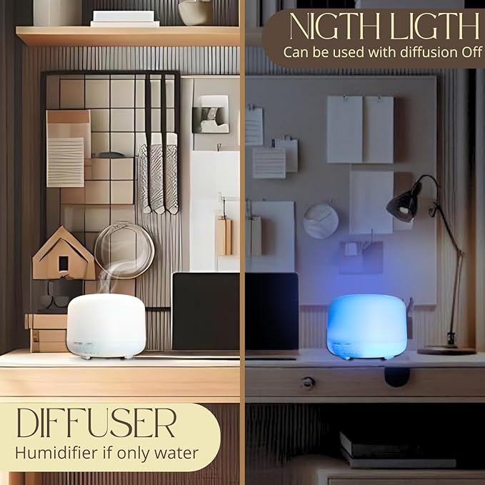 Mystic Romance Essential Oil Diffuser, 300ml Aromatherapy Humidifer and Nigth Ligth for Relaxing Atmosphere in Home Office Yoga and Spa, for Everyone, Auto-Off Safety Switch. Clear