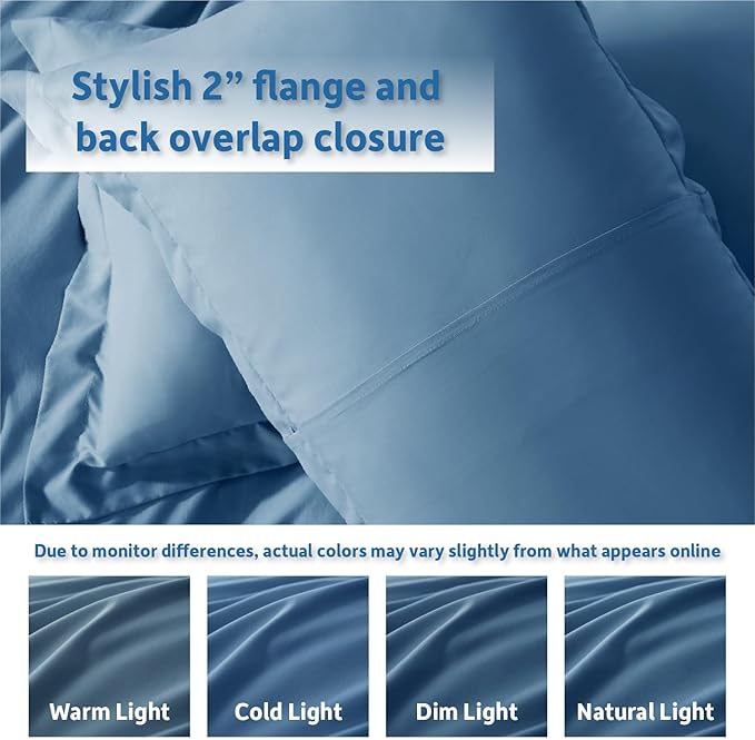 Nestl Queen Duvet Cover Set with Comforter Insert - Blue Heaven 4 Piece 90x90 Duvet Cover & 2 Pillow Shams with White Quilted Down Alternative Comforter, Ultra Soft, All Season