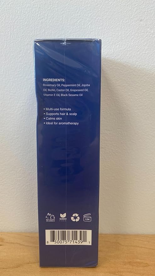 Rosemary, Peppermint & Castor Oil for Hair Growth & Scalp Refresh (6.7 fl oz), Infused with Biotin, Black Sesame, Grapeseed, Jojoba, & Vitamin E Oils for Itchy Scalp, Refreshing & Hydration