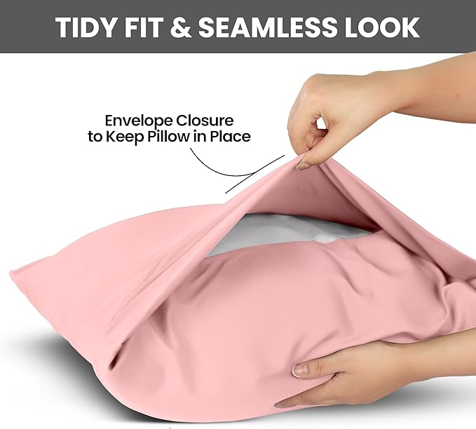 Utopia Bedding Queen Pillow Cases - 2 Pack - Envelope Closure - Soft Brushed Microfiber Fabric - Shrinkage and Fade Resistant Pillow Covers Queen Size 20 X 30 Inches (Queen, Pink)