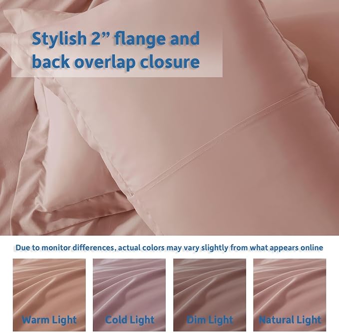 Nestl Full Duvet Cover Set with Comforter Insert - Blush Pink 4 Piece 80x90 Duvet Cover & 2 Pillow Shams with White Quilted Down Alternative Comforter, Ultra Soft, All Season