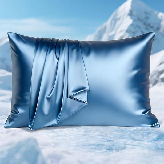 Avolare Cooling Pillow Cases, Softer Than Silk Pillow Cases, 2 Pack Cooling Pillowcases for Hot Sleepers, Gentle on Hair and Skin, Arc-Chill 3.0 Zipper Pillow Cover, Gifts for Women, Blue, 20"x26"