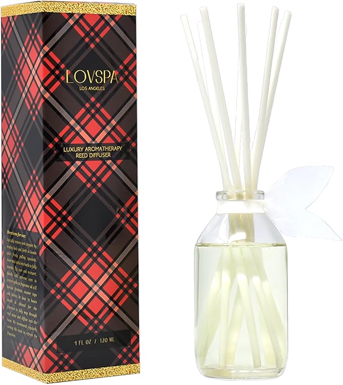 Reed Diffuser Set, Peppermint Bark Scented Oil Diffuser with Sticks, Home Fragrance Accessories for Bathroom Shelf Decor, Aroma Diffusers for Home or Office Desk, USA Made