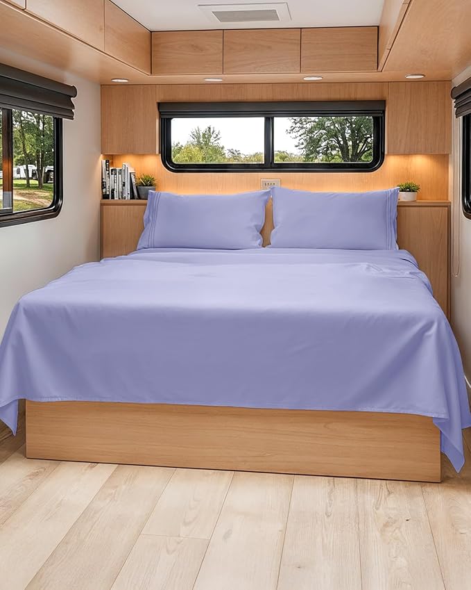 Short Queen Size 4 Piece Sheet Set - RV Short Queen, Ultra-Soft, Breathable & Cooling Bed Sheets Set with Deep Pockets - Hotel Luxury Bedding for Women & Men - Wrinkle Free & Fade Resistant - Lavender