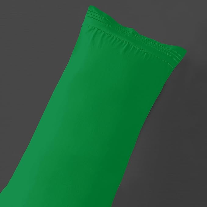 Mocassi 1-Piece Premium Body Pillowcase 1800 Series Hotel Quality Microfiber - Soft and Breathable with 3-Line Embroidery Wrinkle and Stain Resistant, Easy Care, 21" x 54", Royal Green