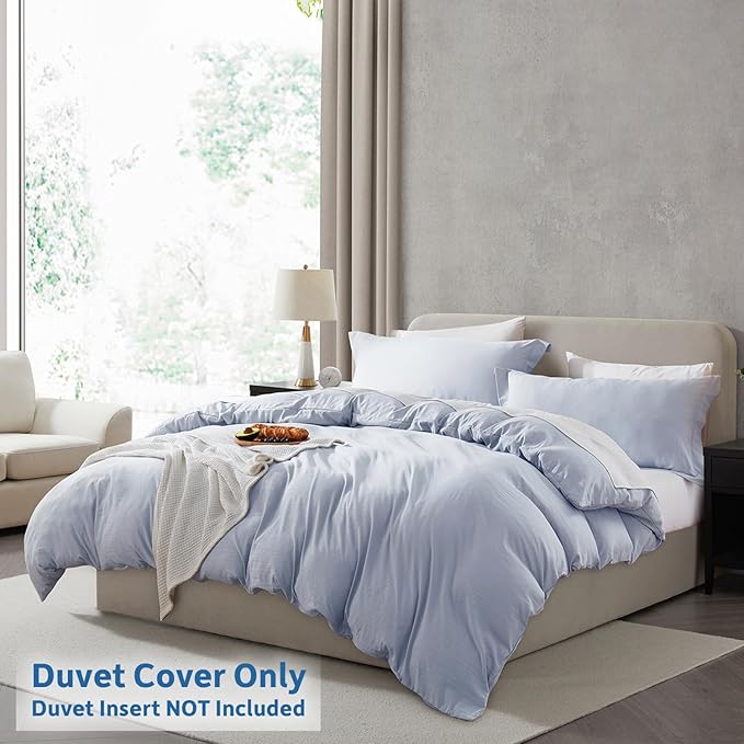 Nestl Ice Blue California King Duvet Cover Sets - Soft Double Brushed Cal King Duvet Cover, 3 Piece, with Zipper Closure, 1 Duvet Cover 104x98 inches and 2 Pillow Shams