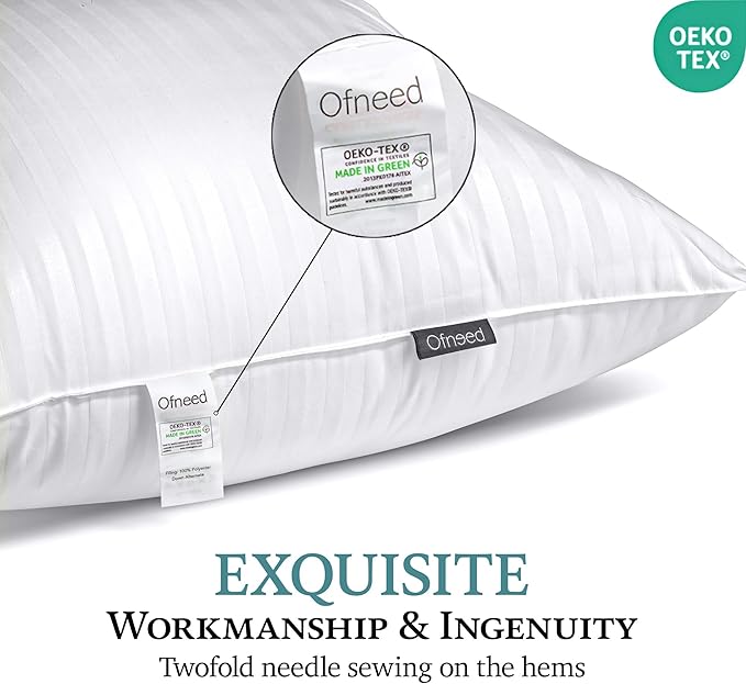 King Size Pillows Set of 2 Down Alternative – Soft & Fluffy King Pillow with Cotton Cover, Hotel Quality Pillows for Bed, Perfect Bed Pillows for Side and Back Sleepers, Size 20"x36"