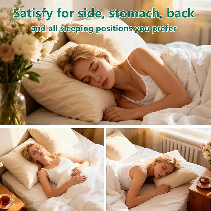 Pillows Standard Size Set of 4, Luxury Fluffy Bed Pillows for Sleeping 4 Pack, Soft and Supportive Bed Pillow with Down Alternative Filling for Side and Back Sleepers (18"x26")