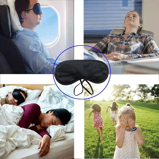 Medsuo 3pcs Comfortable Soft Sleep Eye Masks Shade Cover Lightweight Sleeping Blindfold for Men and Women, Suitable for Travel Sleep or Party Supplies (Black)