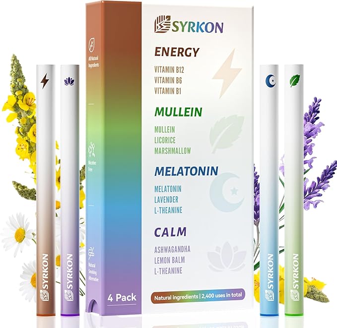 4-in-1 Healthy Herbal Diffuser Pen, Supports Lung Rest, Vitality, Calm Mood & Sleep Aid, with Natural Plant Extracts, Habit Shift, Natural Alternative, Total 2400 Uses