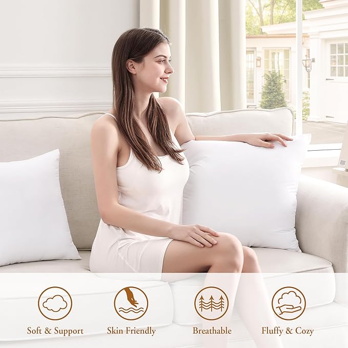 puredown® 24x24 Pillow Inserts, Pack of 1, Fluffy Soft Throw Pillow Inserts Filled with Plump Stuffer, Square Decorative Pillows for Couch, Sofa, Bed and Home Decor