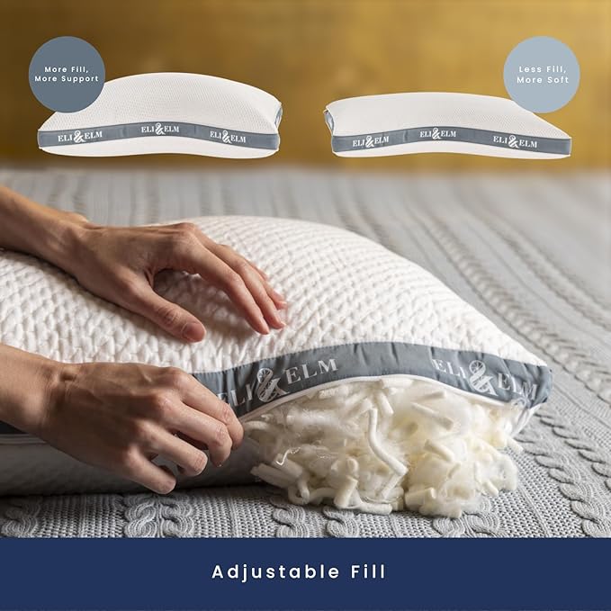 Eli & Elm Best Ergonomic Side Sleeper Pillow for Neck Pain. Supportive Cooling Latex Fill. U-Shape Contoured Design. King (U.S. Standard), Pillow Only