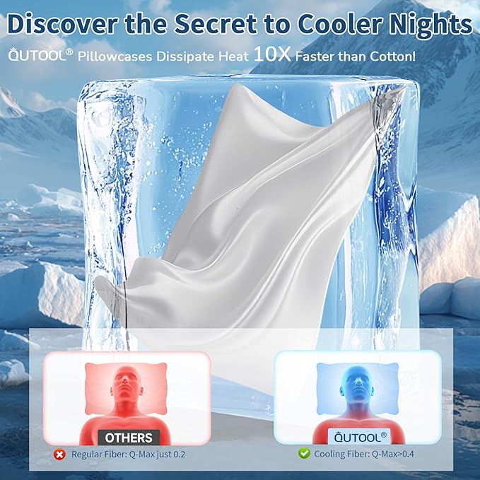 Premium Cooling Pillowcases Standard Size Set of 2 for Hot Sleepers&Night Sweats Beauty Sleep Reduces Wrinkles&Frizz Softer Than Silk Pillow Cover Oeko-TEX Certified White Breathable