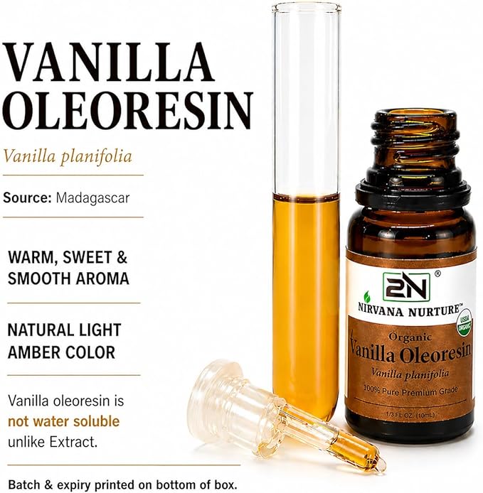 Vanilla Oleoresin, USDA Certified Organic, 100% Pure Undiluted, Aromatherapy Oil for Diffuser, Hair & Skin Care