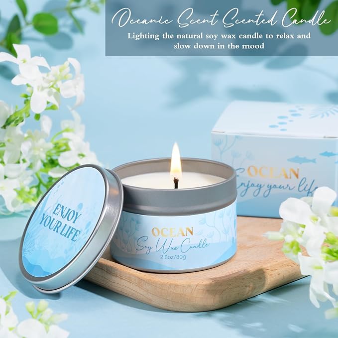 Mothers Day Gifts for Mom, Birthday Gifts for Women, Relaxing Spa Gift Baskets for Women, Ocean Scented Self Care Gift, Bath and Body Inspirational Set for Her Wife Friends Sister Girlfriend Coworker