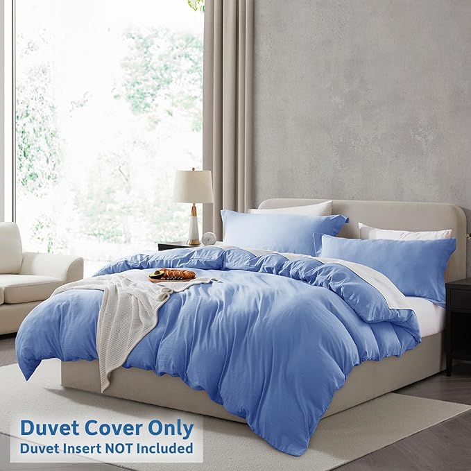 Nestl Calm Blue Duvet Cover Full Size - Soft Double Brushed Full Size Duvet Cover Set, 3 Piece, with Zipper Closure, 1 Duvet Cover 80x90 inches and 2 Pillow Shams