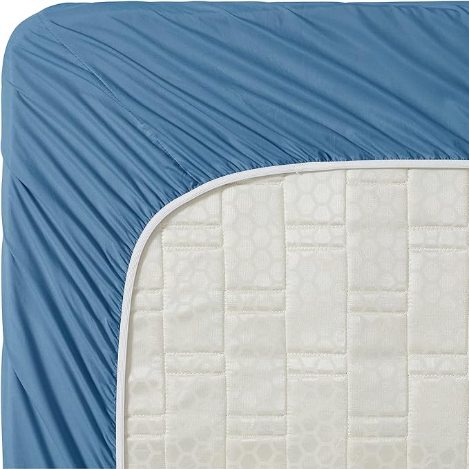 Clara Clark Bed Sheets, Premier 1800 Series 4 Piece Bed Sheet Set, Deep Pocket, Wrinkle, Fade, Stain Resistant, Luxury Soft Bedding Sheets & Pillowcases, Twin, Blue Heaven