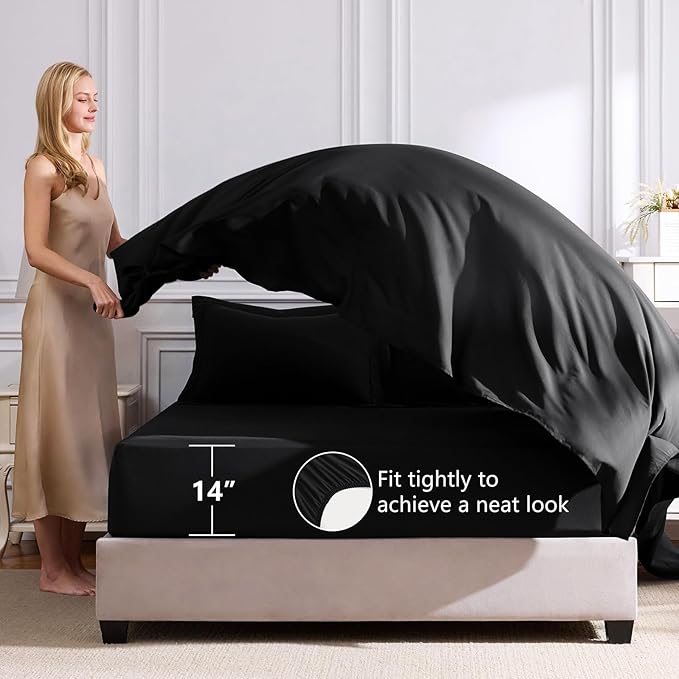 CozyLux Twin Comforter Set with Sheets Black - 5 Pieces Bed in a Bag Twin, All Season Bed Set for Girls and Boys, Bedding Set with Down Alternative Comforter, Sheets, Pillowcase & Sham