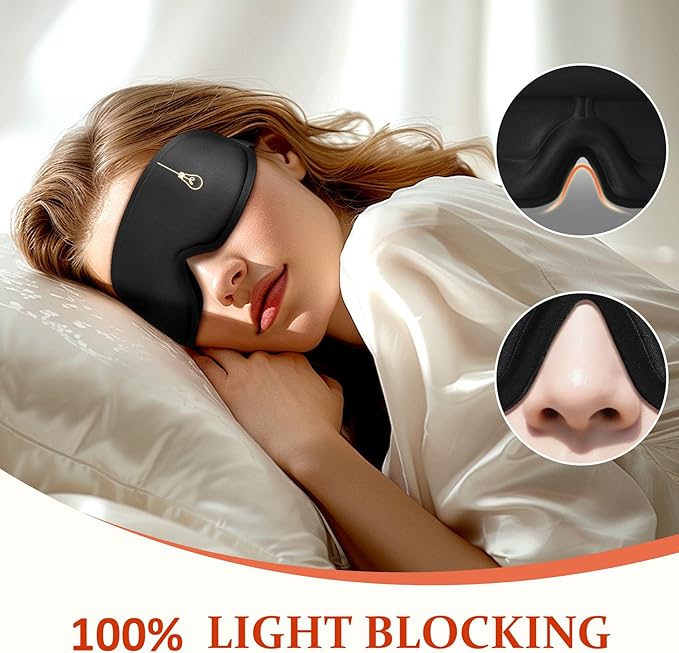 Funny 3D Zero Pressure Sleep Eye Mask for Men Women Side Sleeper, Adjustable Blackout Soft Breathable Eye Masks for Travel Nap Night Sleep, Humorous Gift Stocking Stuffers (Light)