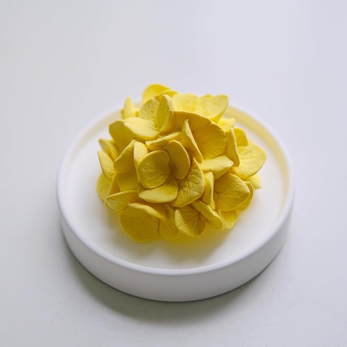 Essential Oil Passive Flower Diffuser -Non-Electric Peony Flower Porcelain Aromatherapy Diffusers for Small Mini Room, Desk Decorative, Bathroom (Yellow, Hydrangea)