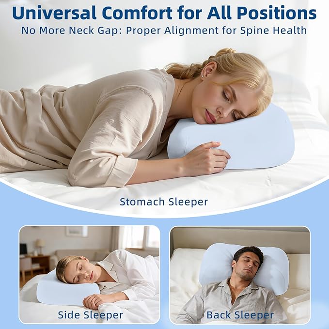 Cooling Memory Foam Pillow for Side Sleepers – Ergonomic Neck Pillow for Adults, Dual-Height 5" & 3.5" Adjustable Loft, Washable Cover, Slow Rebound, Cervical Support for Deep Sleep
