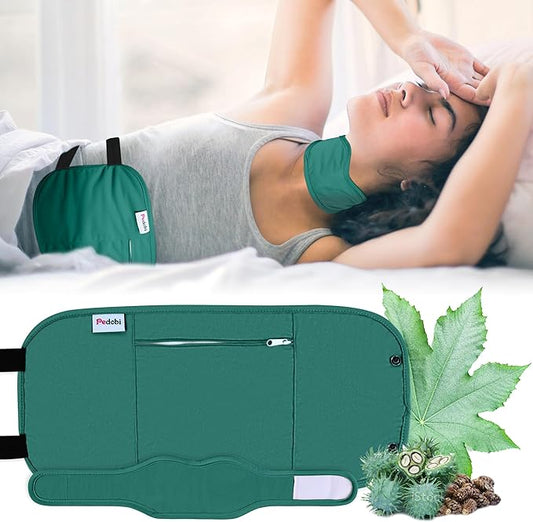 2 Pcs Castor Oil Pack Wrap, Castor Oil Compress for Liver Detox, Insomnia, Constipation Green