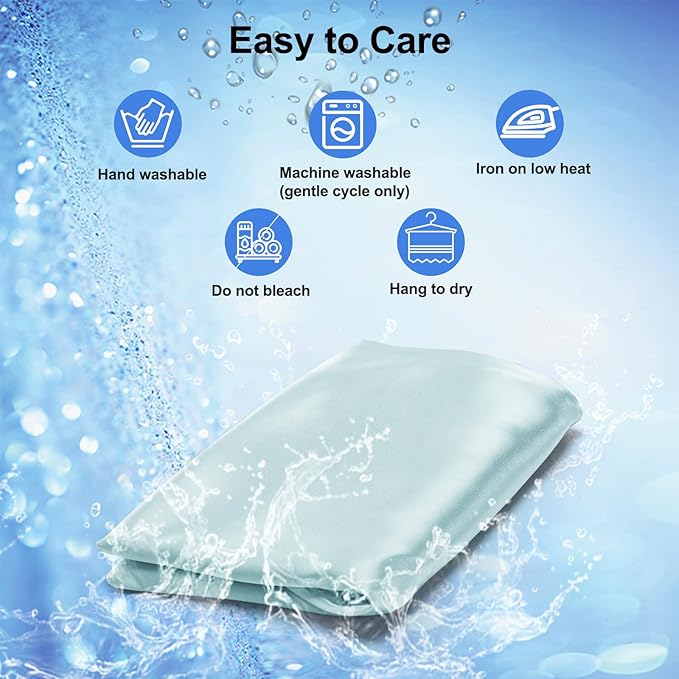 Satin Pillowcase for Cervical Pillow, Ergonomic Case, Smooth & Silky Soft Sleeping Pillowcase, Light Blue Pillow Cover with Zipper