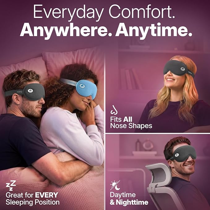 Eye Mask for Sleep with Ultimate Travel Case & Ear Plugs - DeepSpace™ Blackout Sleep Mask for Women Men, Side Sleeper Adjustable Eye Cover, Zero Eye Pressure, Memory Foam Eye Mask (Moon)