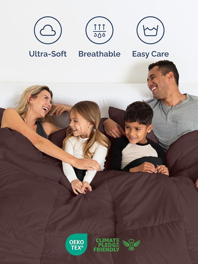 King Comforter Set - 7 Piece Bed in a Bag King Size Bed Set - Down Alternative Comforter, Flat Sheet, Fitted Sheet, Pillowcase & Shams for All Seasons - Ultra Soft, Comfy and Breathable - Brown/Beige
