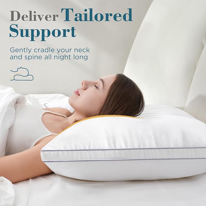 viewstar Pillows Queen Size Set of 2, Hotel Quality, Down Alternative Gusseted Bed Pillows for Side, Back, or Stomach Sleepers, White