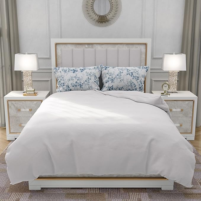YIYEA Pillow Cases Queen Size Set of 2, Ultra Soft Double Brushed Microfiber Pillowcases Queen, Floral Bed Pillow Covers, Fade Resistant, Easy Slip-On (20"x30")