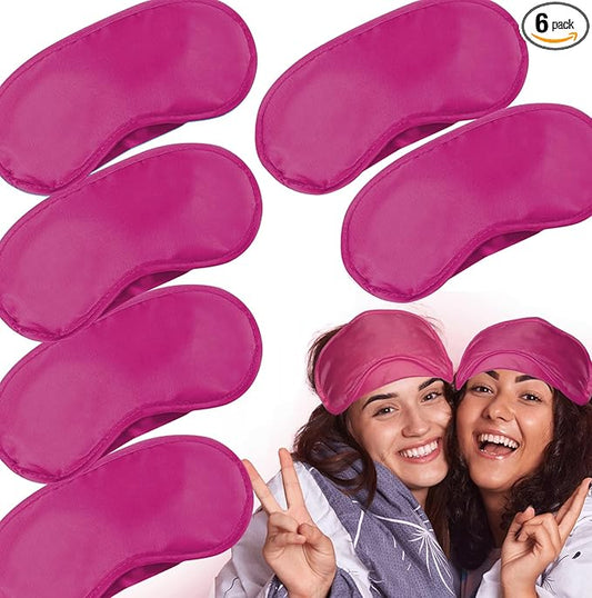 6 Pack Blindfold Eye Mask Cover Sleep Mask for Party Games Travel Sleep Team Build Party Supply with Adjustable Strap for Women Men Kids, Rose