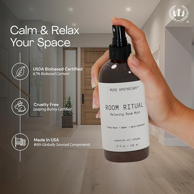Muse Apothecary Room Ritual - Aromatic and Relaxing Room Mist, 8 oz, Infused with Natural Essential Oils - California Citrus, 2 Pack