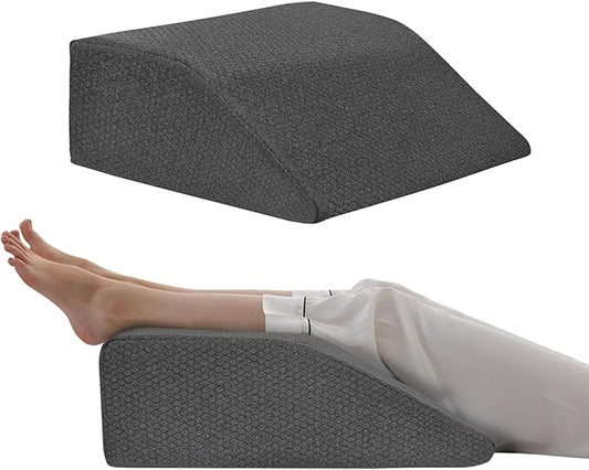 Bedluxe Leg Elevation Pillows, Leg Pillows for Sleeping, Cooling Gel Memory Foam Top, Wedge Pillow for Legs, Leg Wedges for Circulation, Swelling, After Surgery - Removable Cover (10 Inch, Black)