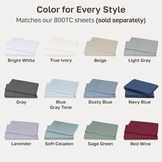 California Design Den 100% Cotton Pillow Cases Queen Set of 2, 800 Thread Count Pillowcases Sateen, Fits Queen and Standard Size Pillows (Lavender)