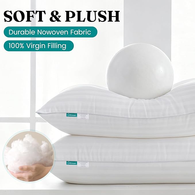 Oubonun 14 x 36 Throw Pillow Inserts, Firm and Fluffy Decorative Pillows for Couch Bed Sofa with Soft Cotton Cover White Cushion with Down Alternative Pack of 1