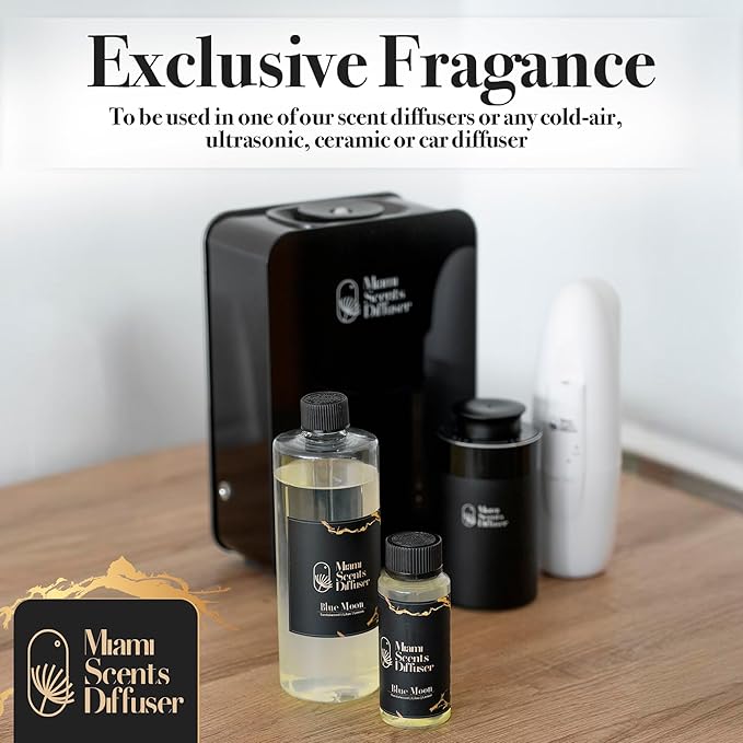 Blue Moon Essential Oil Refill Luxury Hotel Inspired - Long Lasting Aroma for Home & Commercial Diffuser - 120 ml Fresh Blend of Lemon, Lilac and Sandalwood, Scent for Office Spa Wellness Aromatherapy